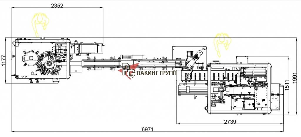 Вариант соединения картонажной машины с тубонаполнительной машиной